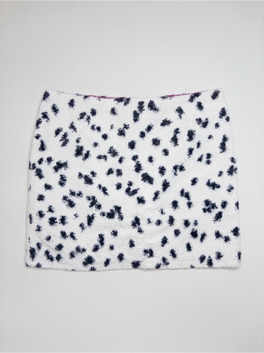 Spotted Black and White Animal Print Faux Fur Ultra Mini Skirt